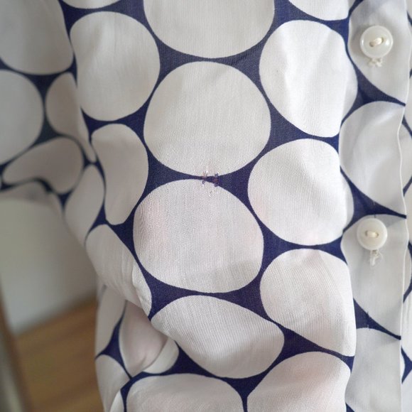 40s / 1940s Navy White Dot Sheer Blouse by Robert using Bemberg Rayon - Picture 9 of 10